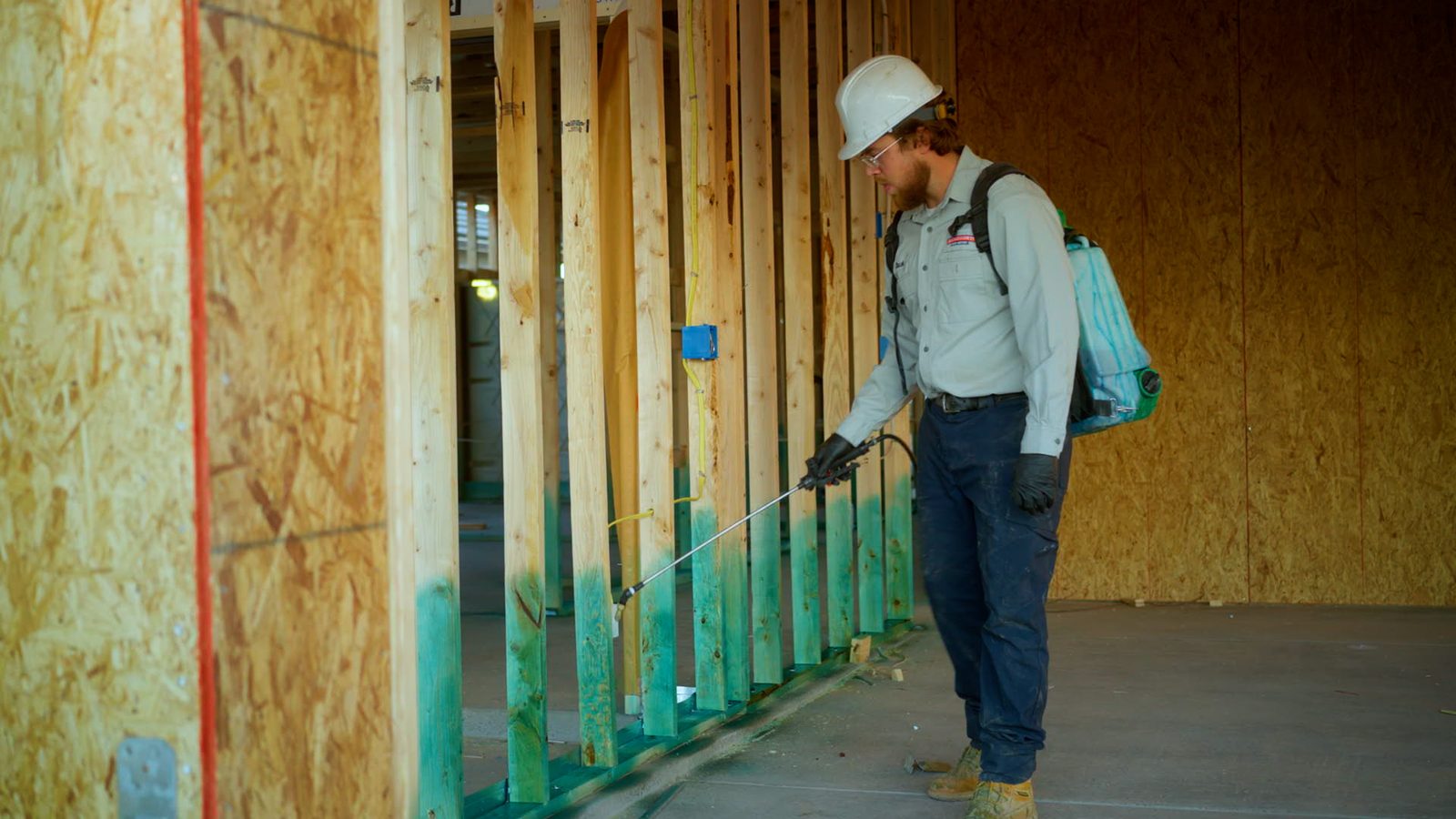Bucksworth Home Services technician performing a termite treatment in Tucson