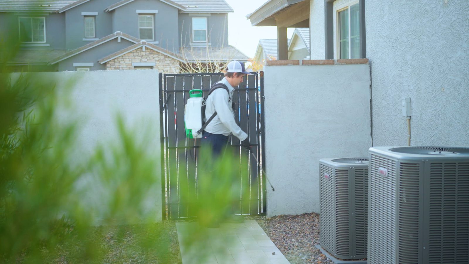 Bucksworth Home Services technician providing pre-emergent weed control service in Chandler